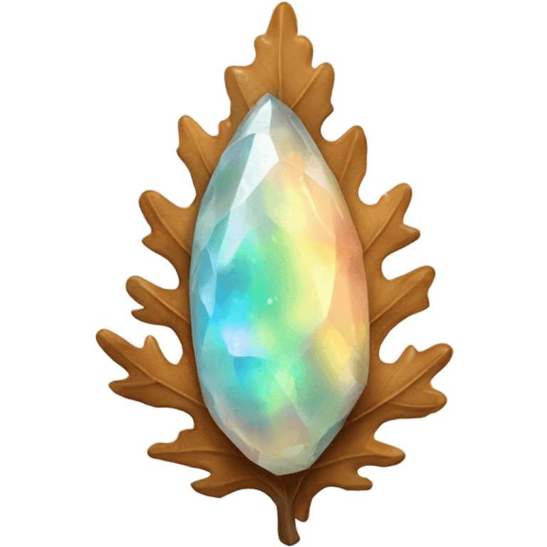 opal crystal gemstone oak leaf  emoji