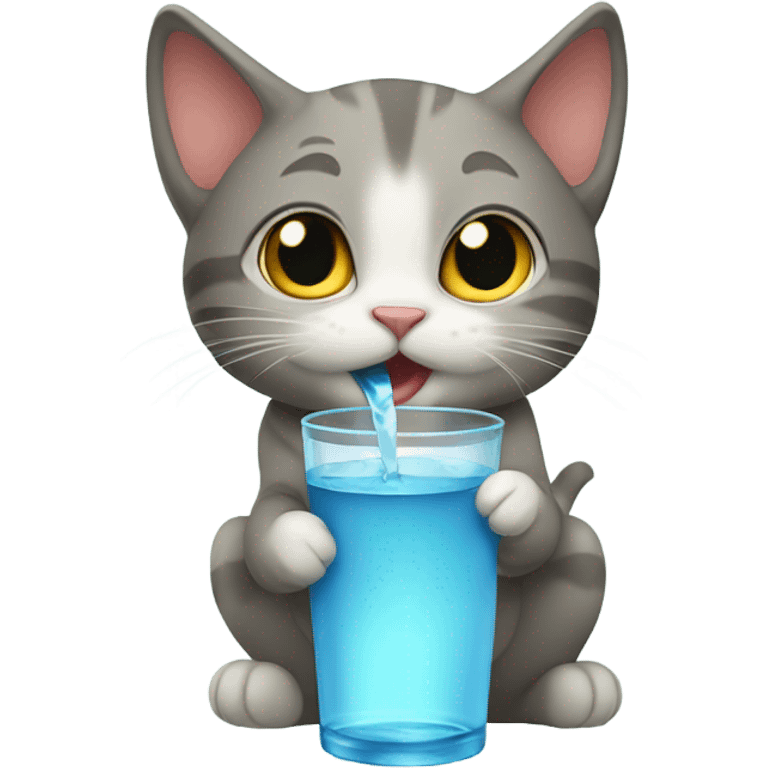 little cat drinking water emoji