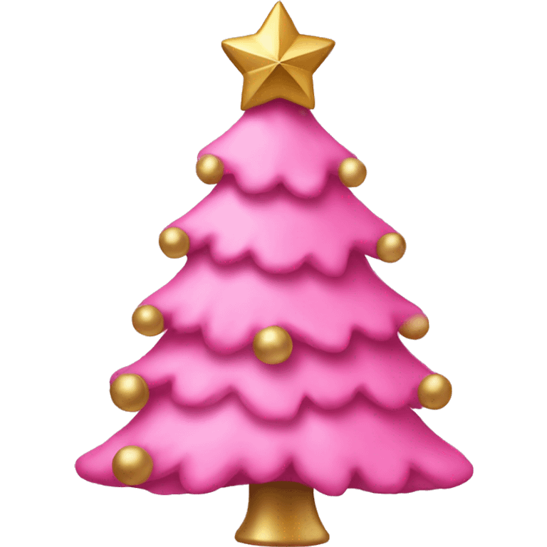 pink christmas tree with a gold bow  emoji