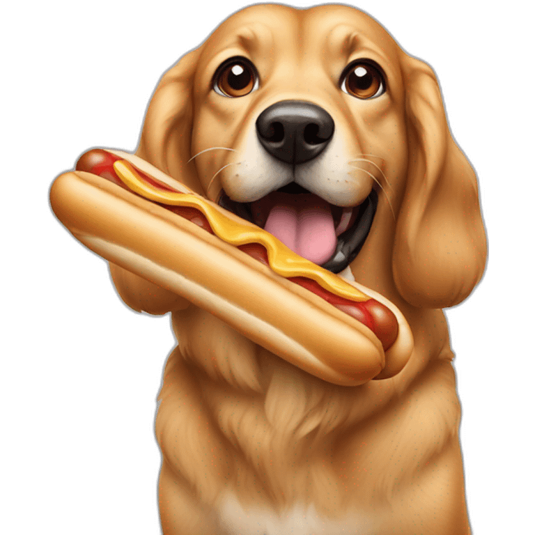 dog eating a hotdog emoji