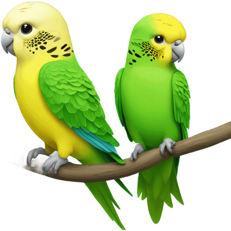 two green and yellow budgies emoji