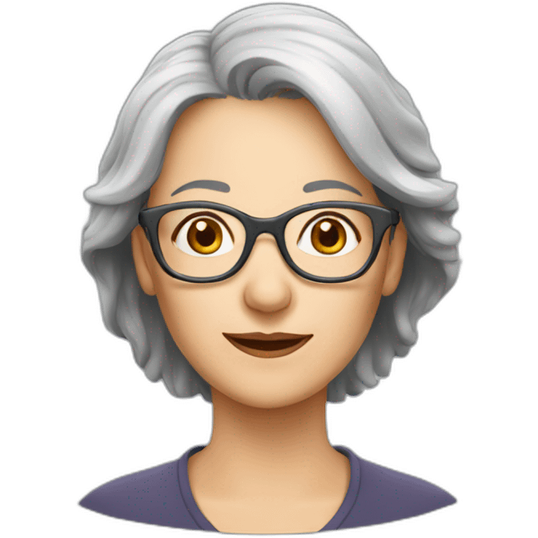 grey hair european women with glasses middle aged emoji