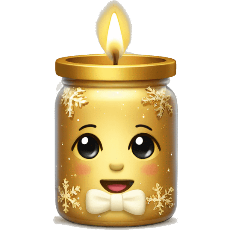 Cute golden xmas candle jar emoji