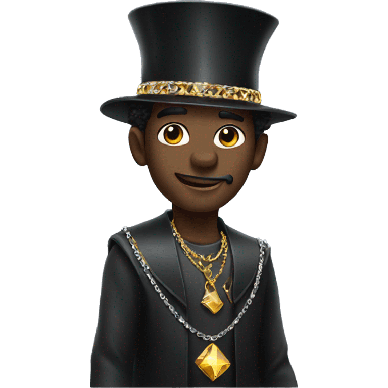 rich black magician, wearing diamond chains emoji