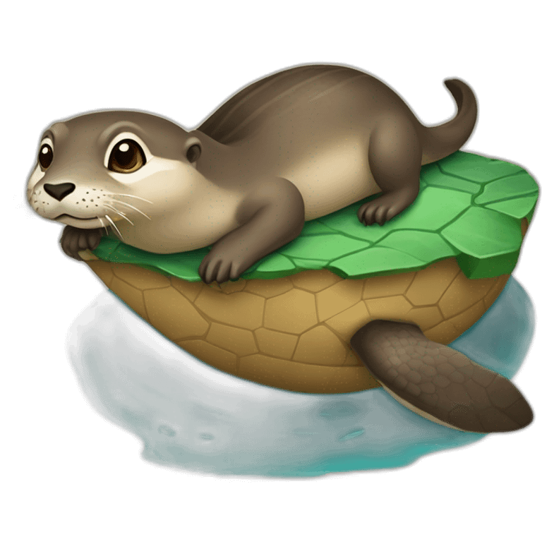 Loutre su une tortue emoji