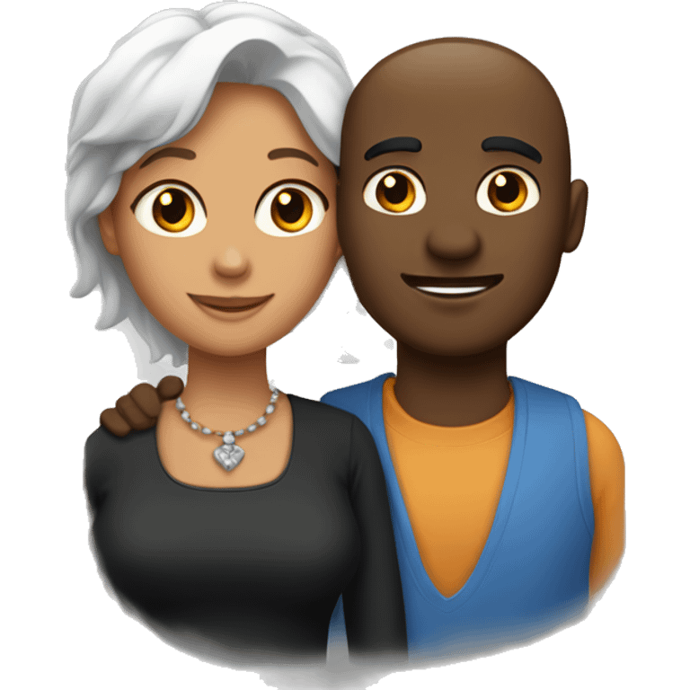 Casal homem negro e mulher branca emoji