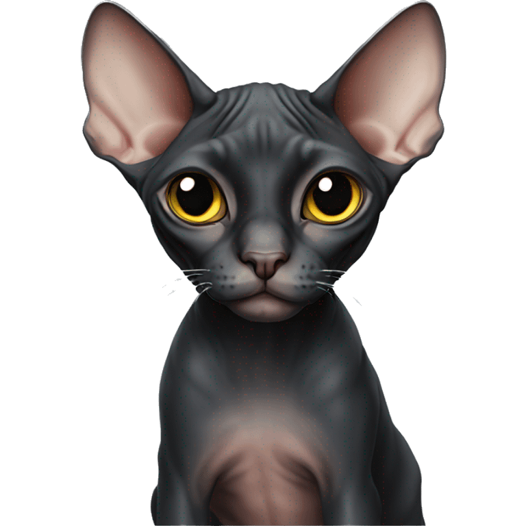 Black SPHYNX cat emoji