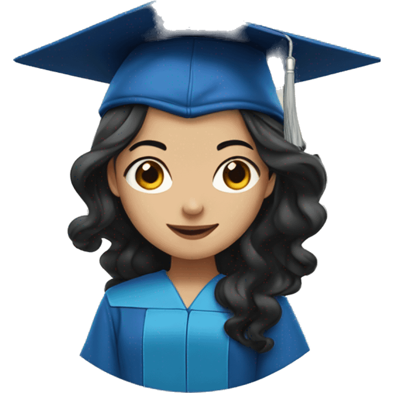 asian girl wearing blue graduation cap with long curly black hair emoji