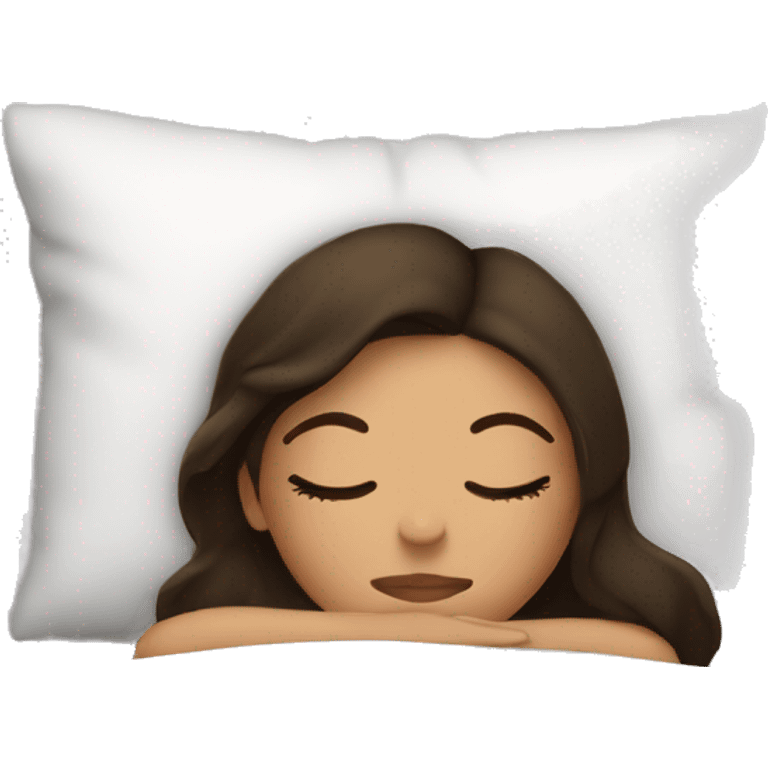 Brunette girl sleeping in the bed emoji