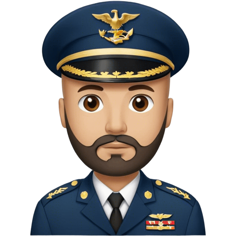 A Hispanic dad with a bald head and a middle eastern beard d And a marine uniform  emoji