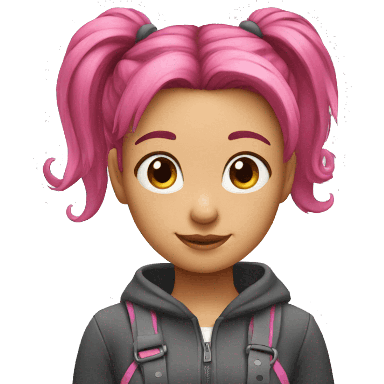 Girl with pink hairs pony tail emoji