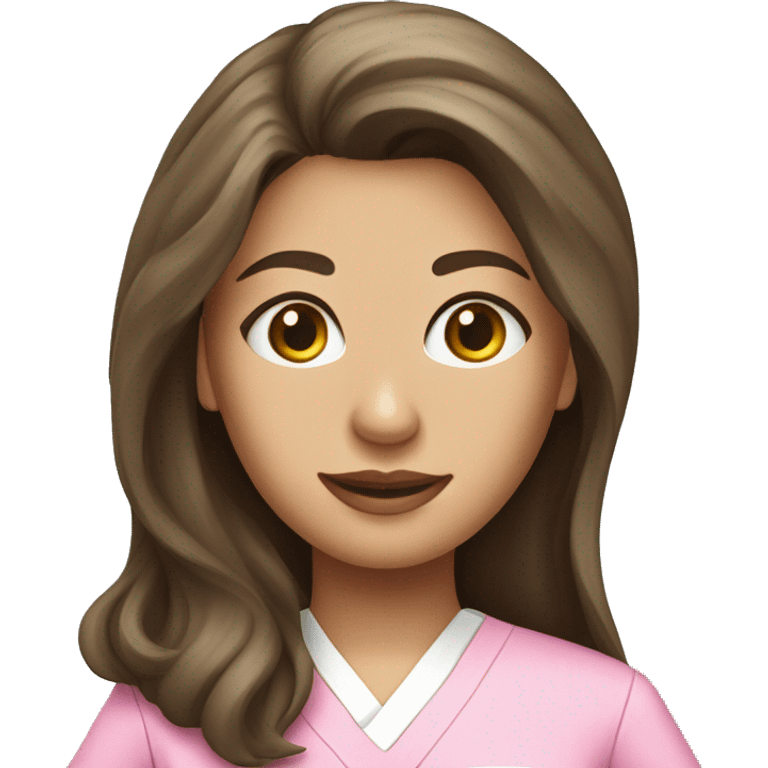 pretty brunette nurse with long hair in pink scrubs emoji