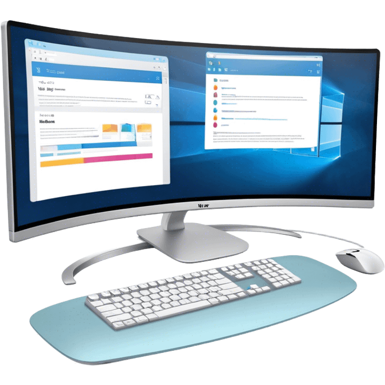 Create an emoji for UX/UI design. Show large curved monitor displaying ... image.