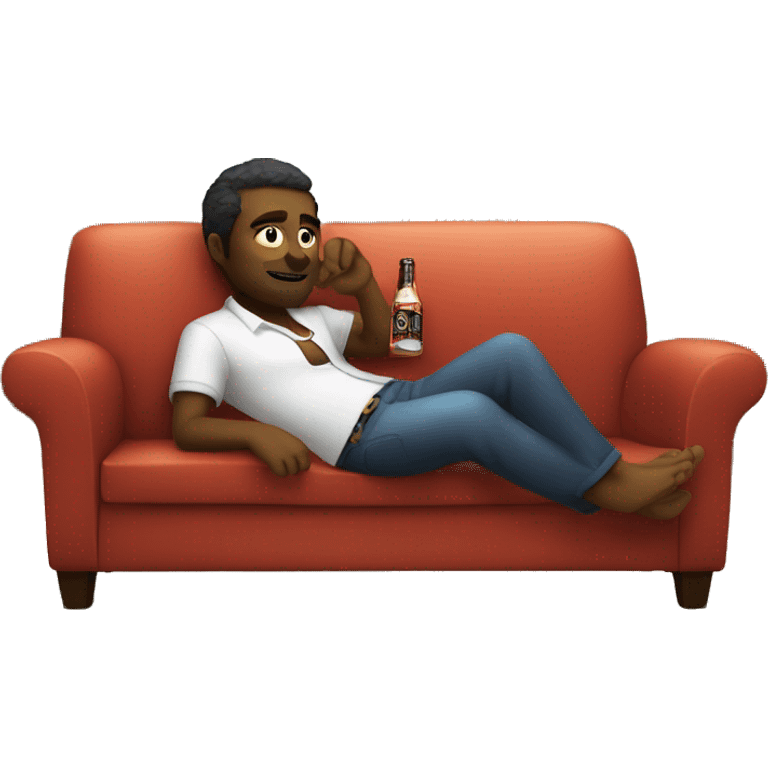 Relaxing on the couch with a rum and coke emoji