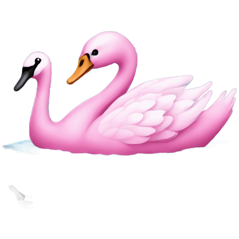 Pink swan swimming with bow  emoji