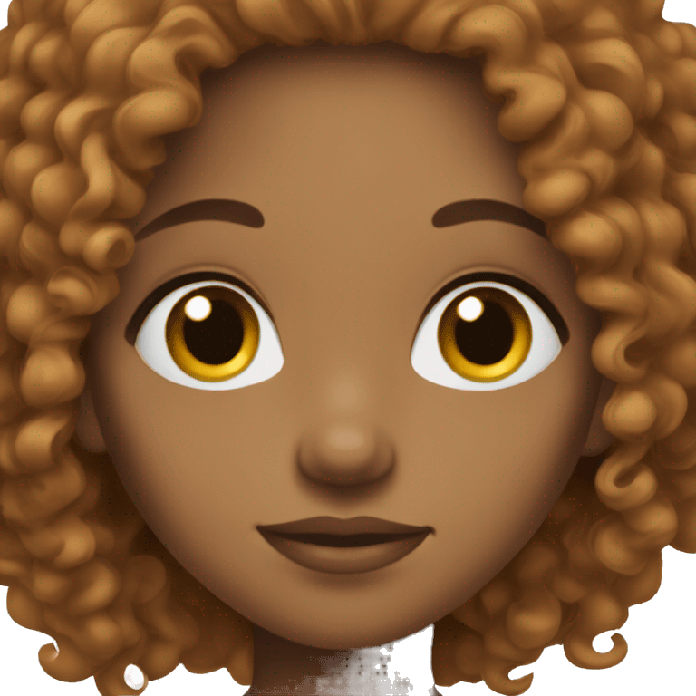 Mixed girl /curly long hair, brown cinnamon color/ with brown eyes  emoji