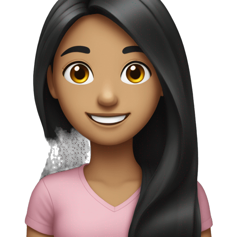 a happy girl with black long hair emoji