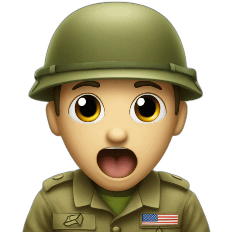 an ant in army clothes shouting emoji