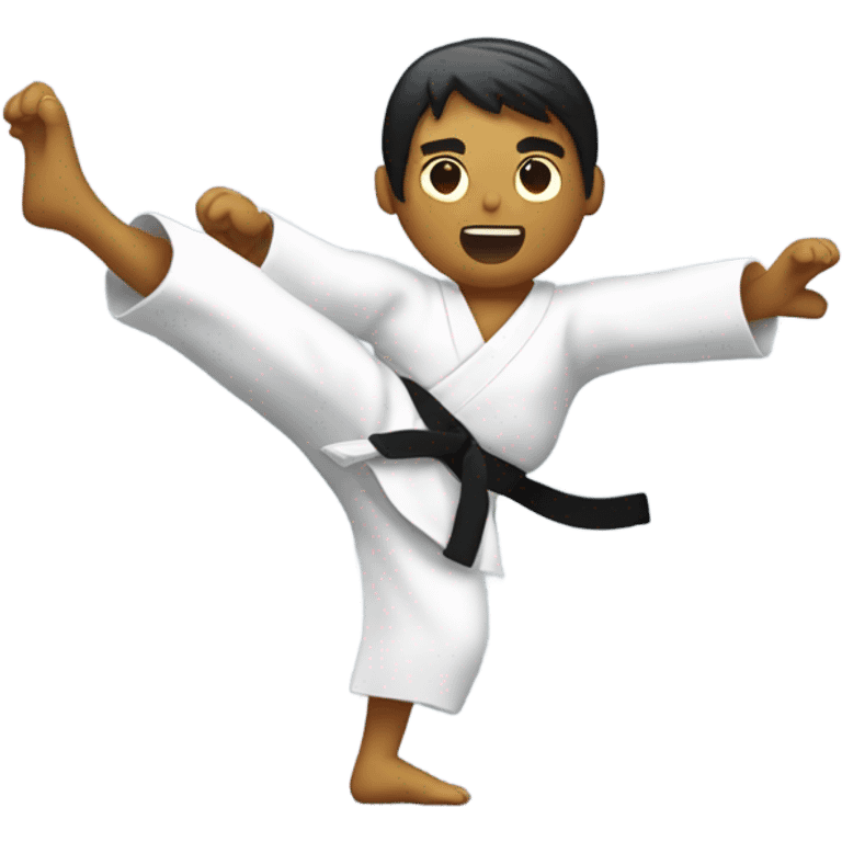 Karateka kicking a face emoji