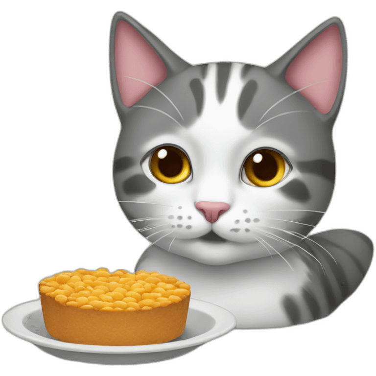 Katze mit Katzenfutter am Essen emoji