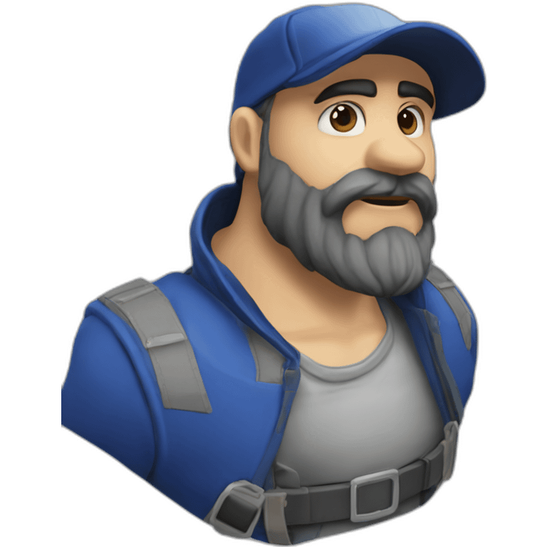 Chauve casquette barbe légère yeux bleu emoji