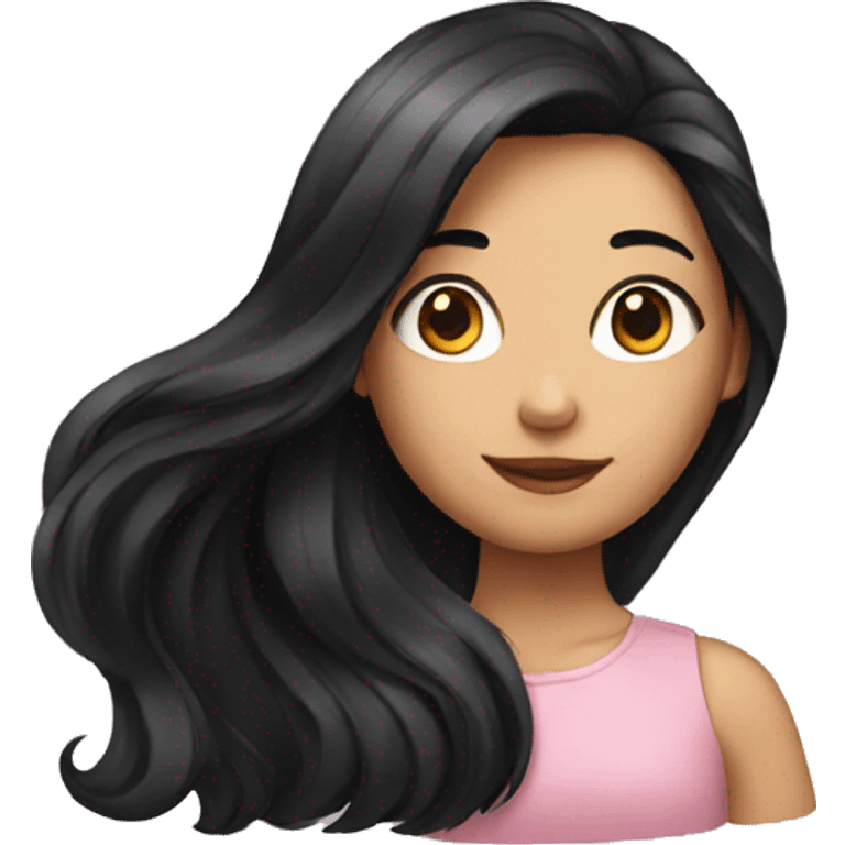 Girl with long black hair over her shoulder  emoji