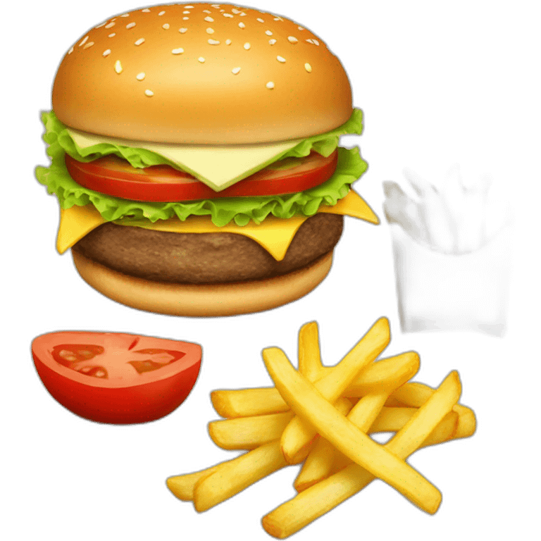 Burger and French fries  emoji