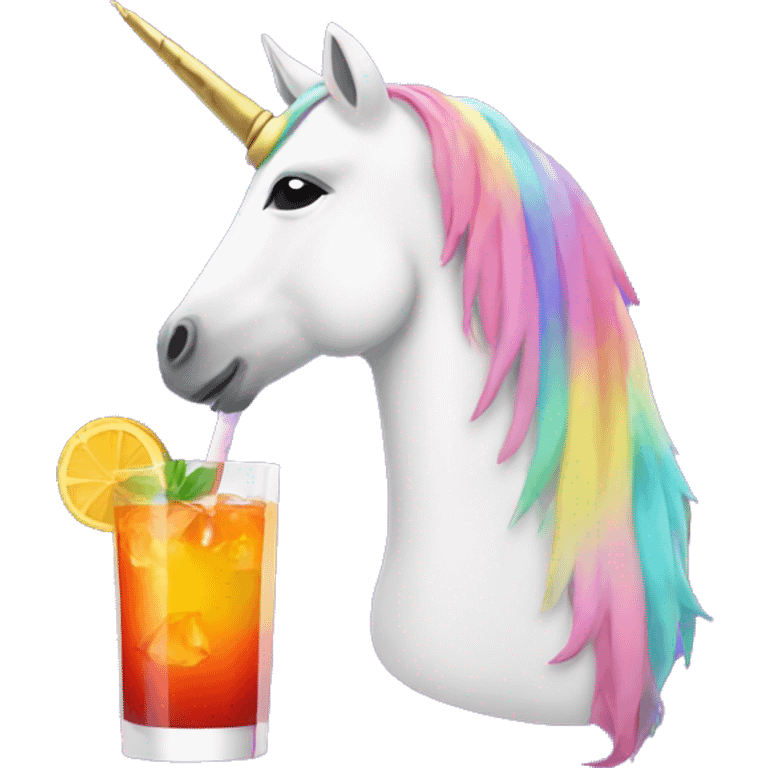 Unicorn drinking cocktail  emoji