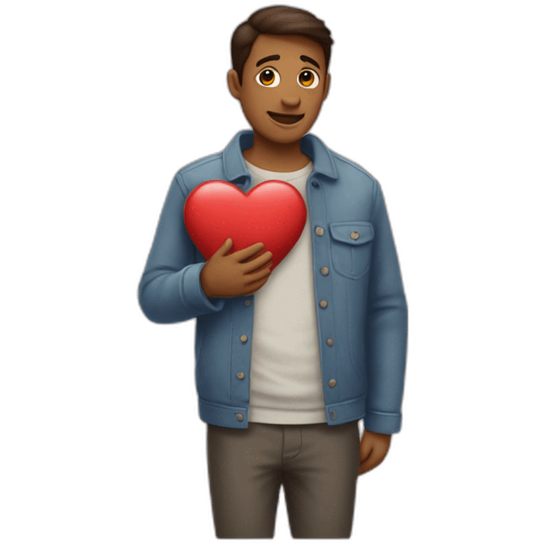 men with a heart of love who is shy emoji