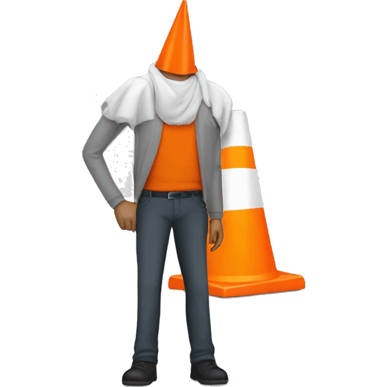 Guy with orange traffic cone instead of his head emoji