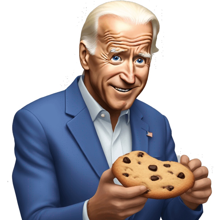 Joe Biden eating a chocolate chip cookie emoji