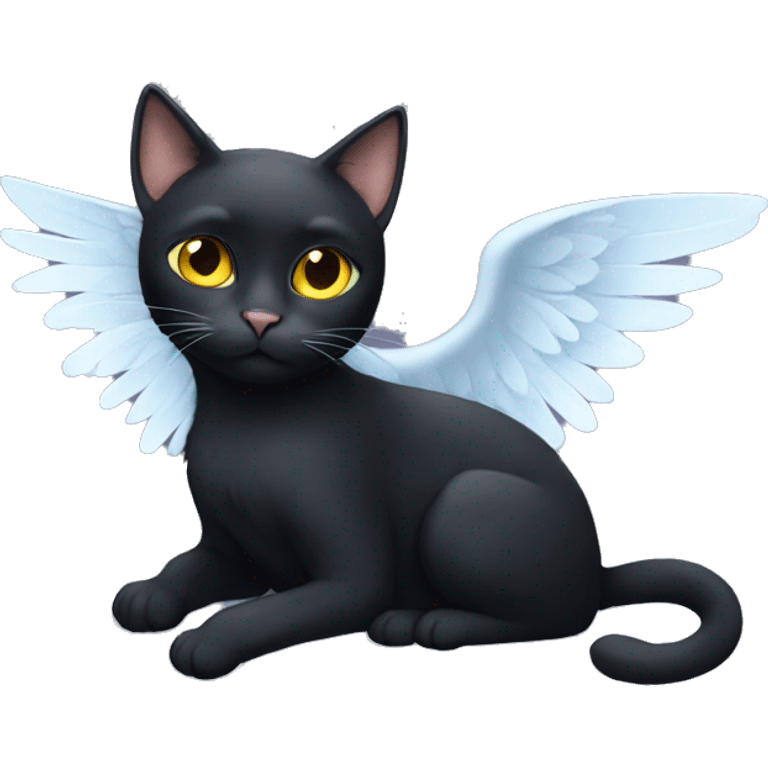 Black cat with angel wings emoji