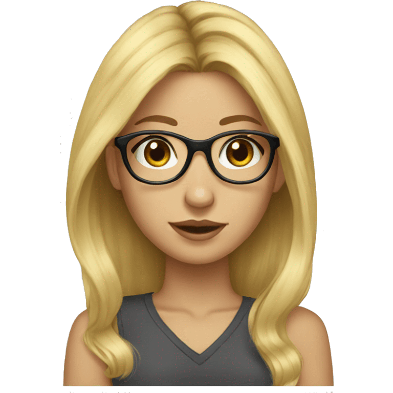 girl blonde hair with glasses painting emoji