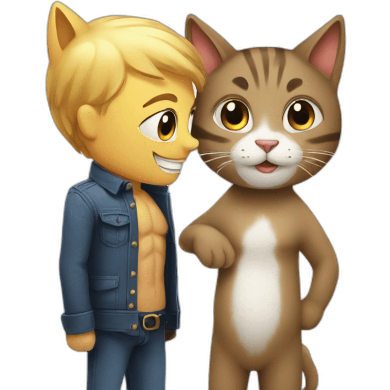 sexy man and sexy cat looking at each other emoji