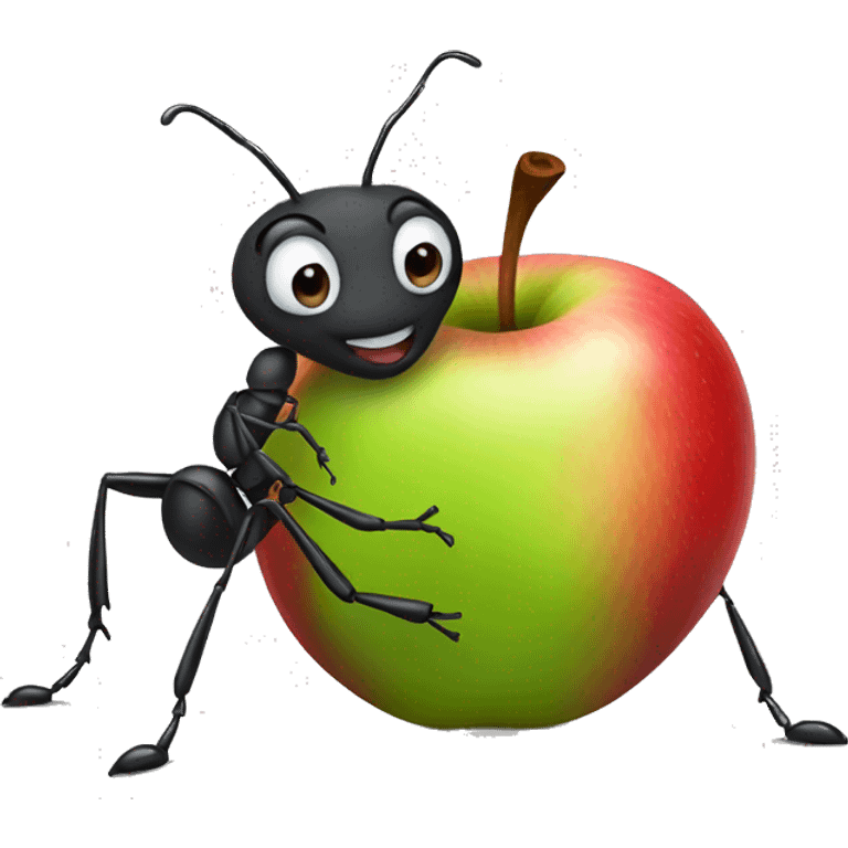 Ant holding apple emoji