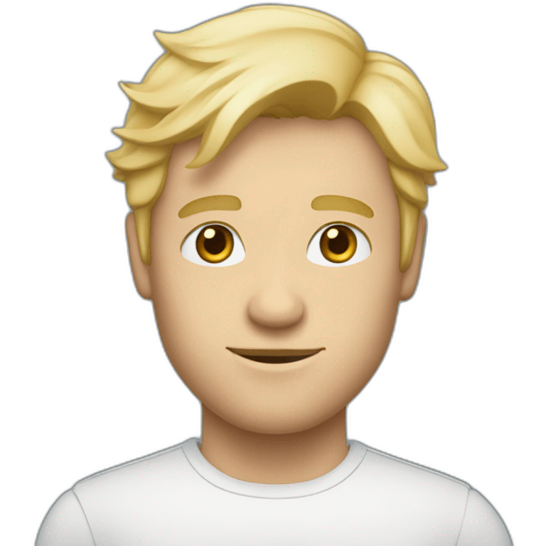 Homme cheveux blond avec un coupé anglaise , il a les yeux bleu emoji