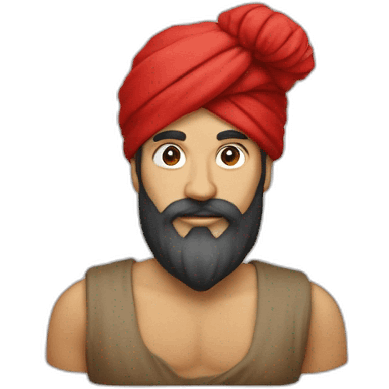 Homme avec un turbans sur la tête avec une grande craie rouge dans les main emoji