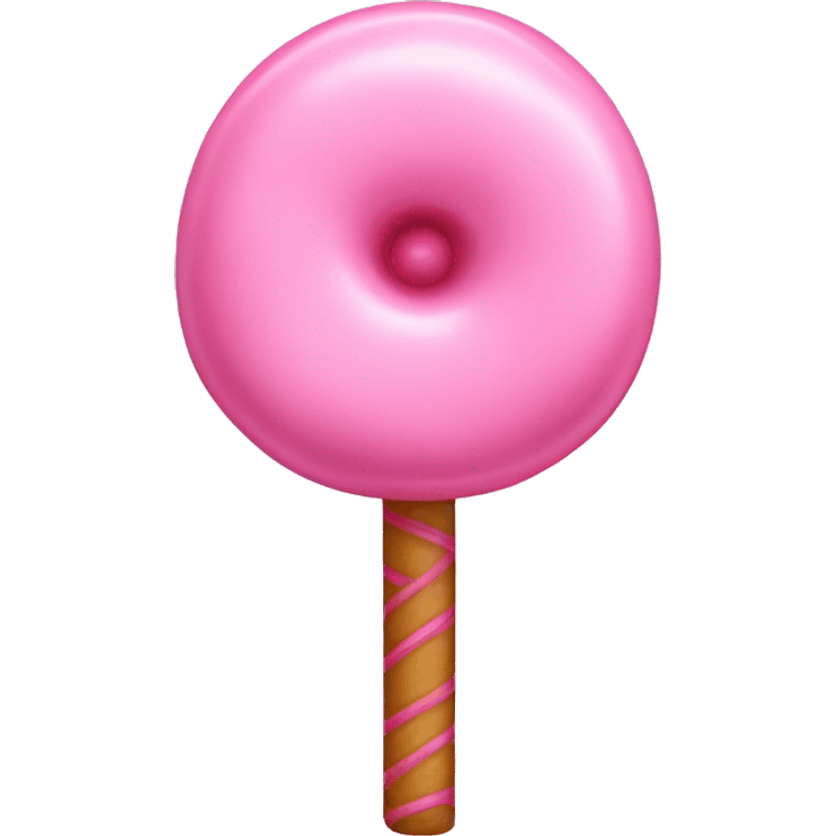 A light pink cane candy, with pink bowknot on it emoji