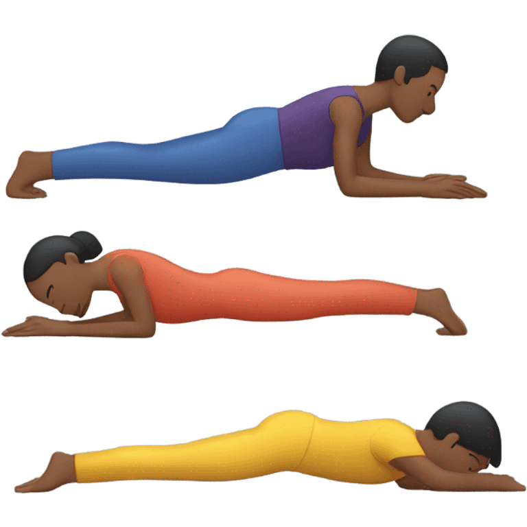 Two people doing a plank emoji