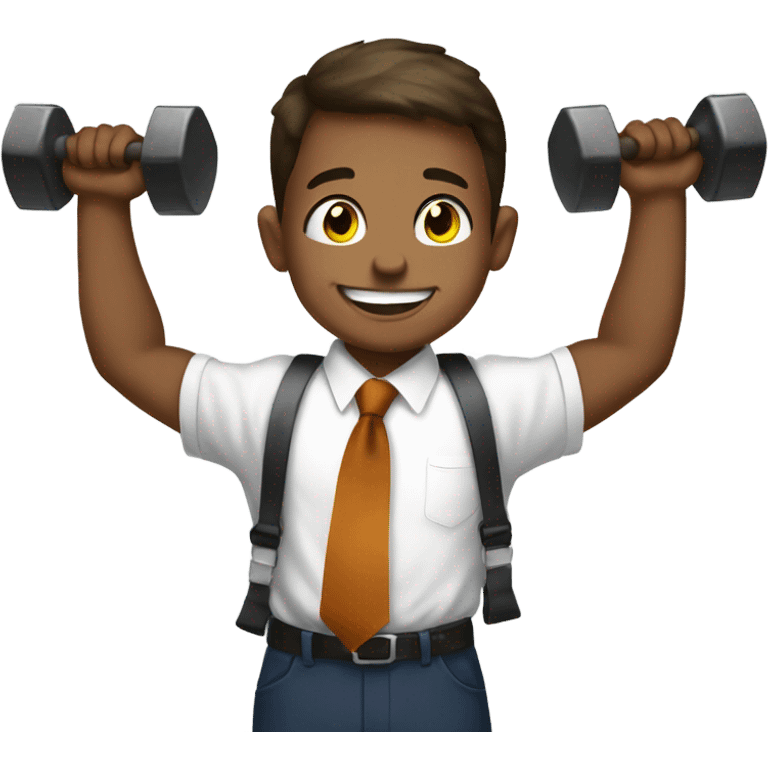 smiling boy in necktie meme lifting weights  emoji