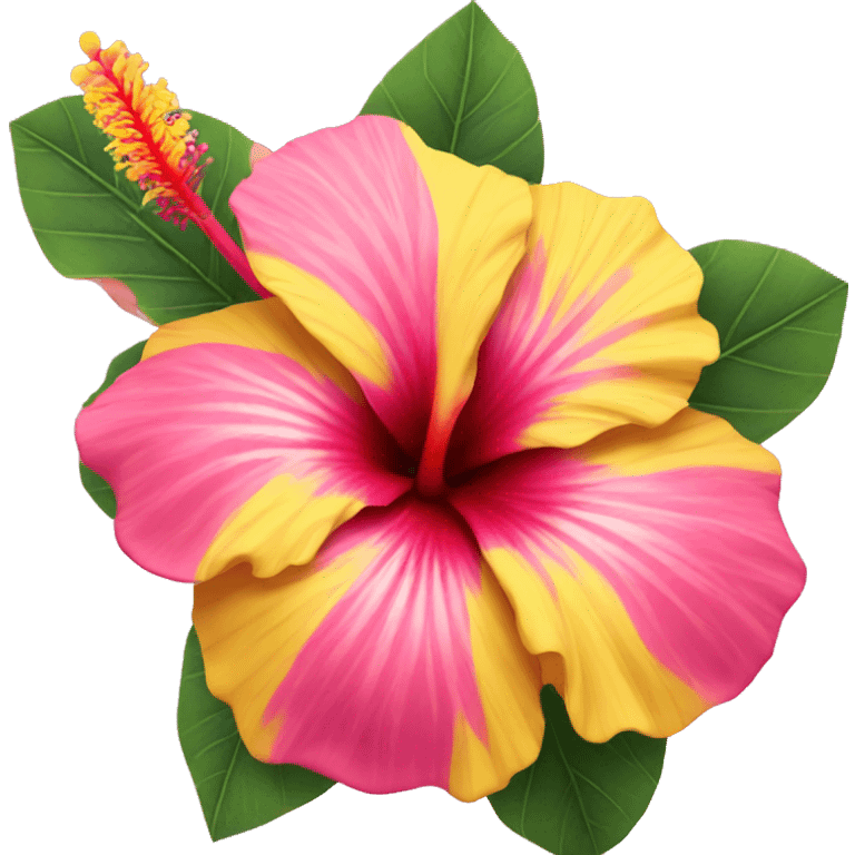 yellow and pink hibiscus flower emoji