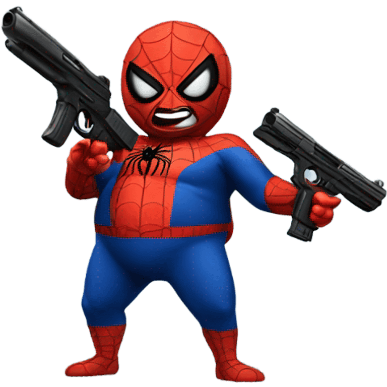 Fat Spider-Man with a gun emoji