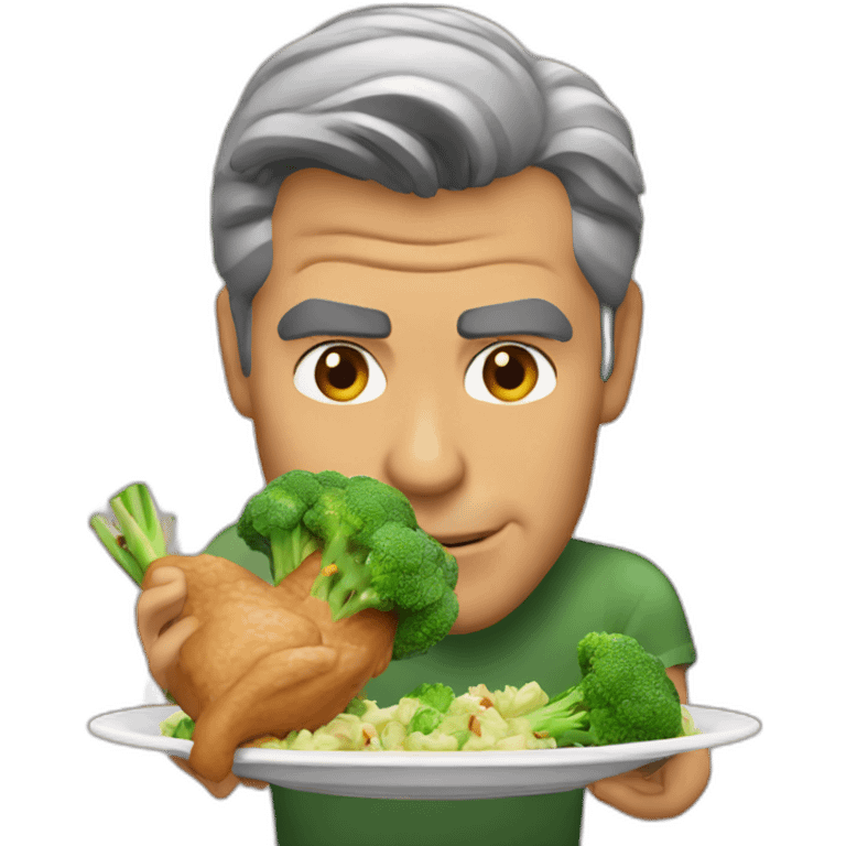 george clooney eating chicken and broccoli emoji