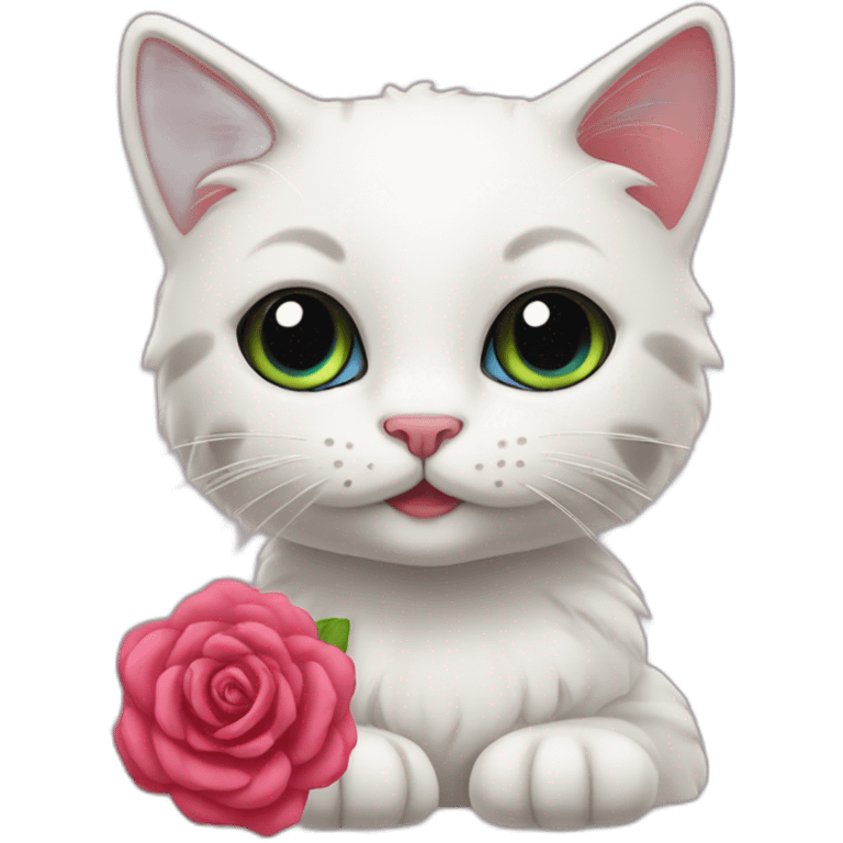 Halló kitty con una Rosa emoji