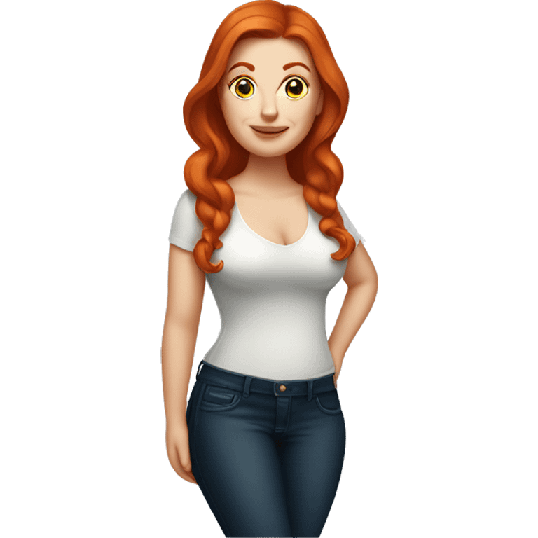 Curvy redhead white woman sfw pose emoji