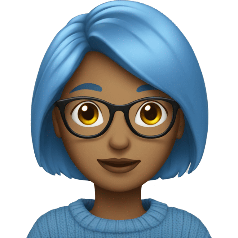 blue sweater girl in glasses emoji