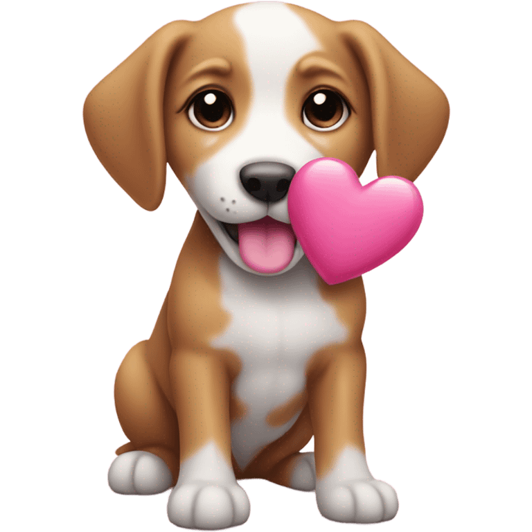 puppy with pink heart emoji