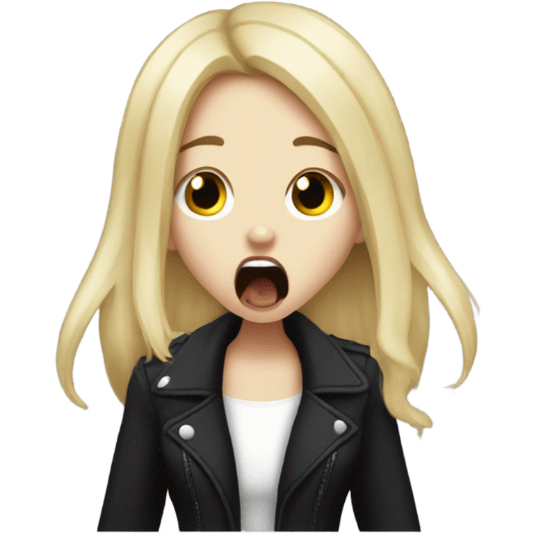 Blonde goth girl yawning emoji