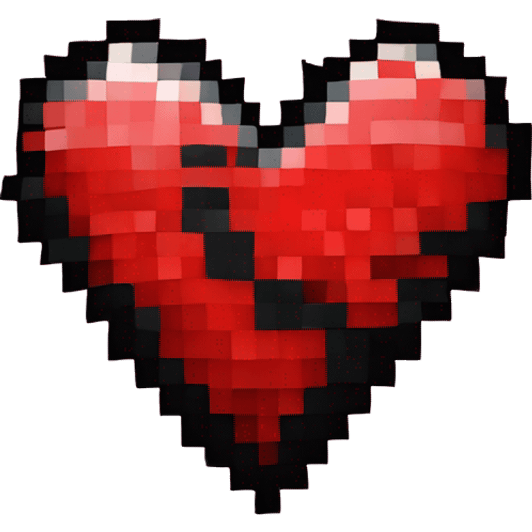 Pixelated red heart with black outline with glare emoji