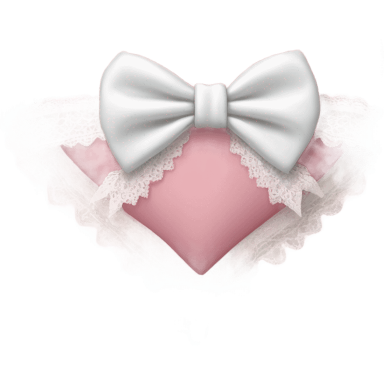 rococo Pastel pink heart with white bow with lace and frills  emoji